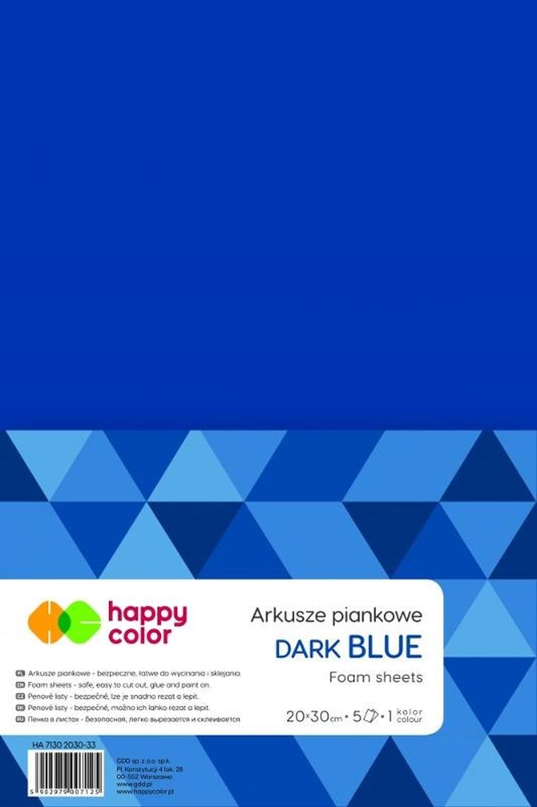 Happy Color, arkusze piankowe, A4, granatowe, 5 arkuszy