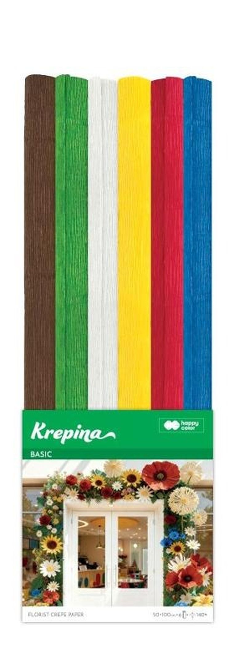 Happy Color, Basic, krepina marszczona, 4 kolory, 50-100 cm