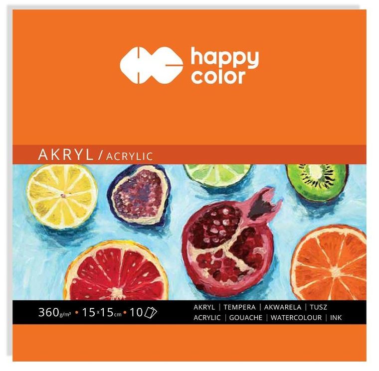Happy Color, blok do akrylu Art, 15-15 cm, 10 arkuszy, 360 g
