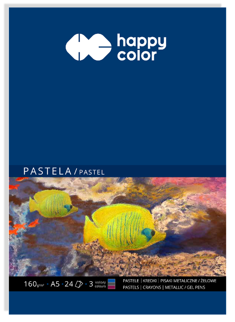 Happy Color, blok do pasteli Art A5, 3 kolorów, 24 arkusze, 160 g