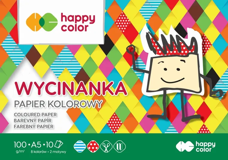 Happy Color, blok kolorowy do wycinanek, A5, 10 arkuszy, 100g