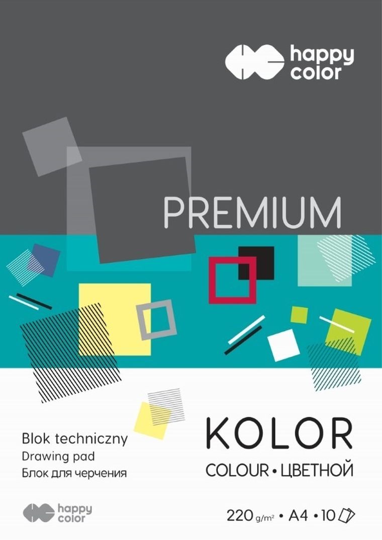 Happy Color, blok techniczny, premium, kolorowy, A4, 10 arkuszy, 220g