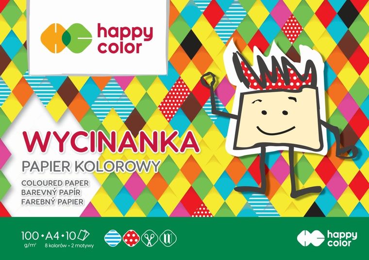 Happy Color, blok wycinanka, A4, 10 arkuszy, 100g