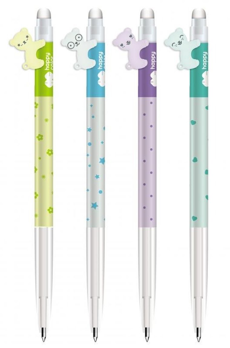 Happy Color, długopis wymazywalny, automatyczny, 0.5 mm, niebieski, hello bears