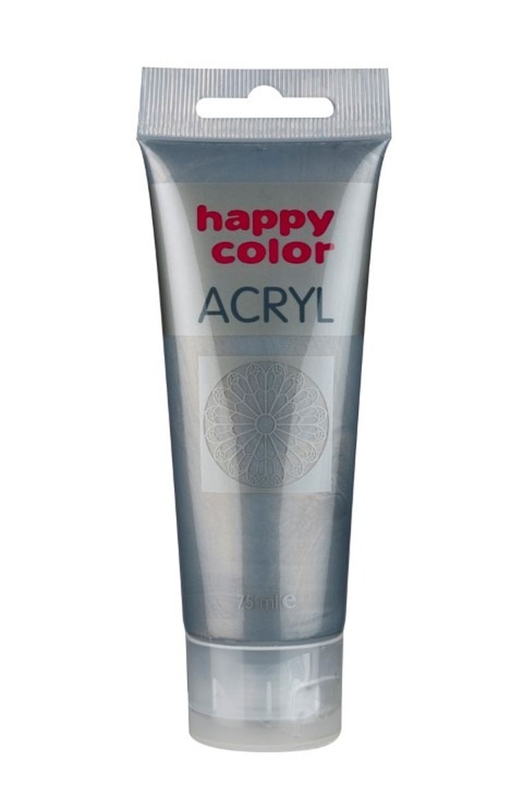 Happy Color, farba akrylowa, czarne srebro, 75 ml