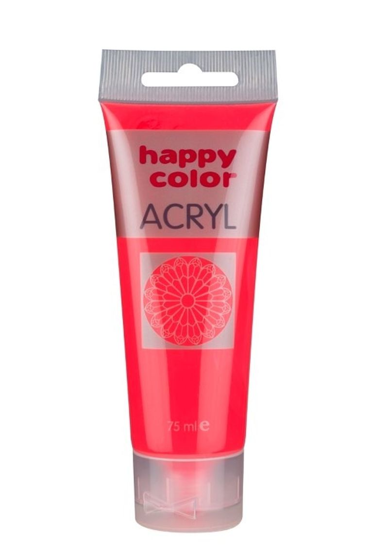 Happy Color, farba akrylowa, czerwona fluo, 75 ml