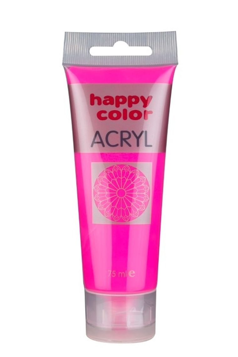Happy Color, farba akrylowa, różowa fluo, 75 ml