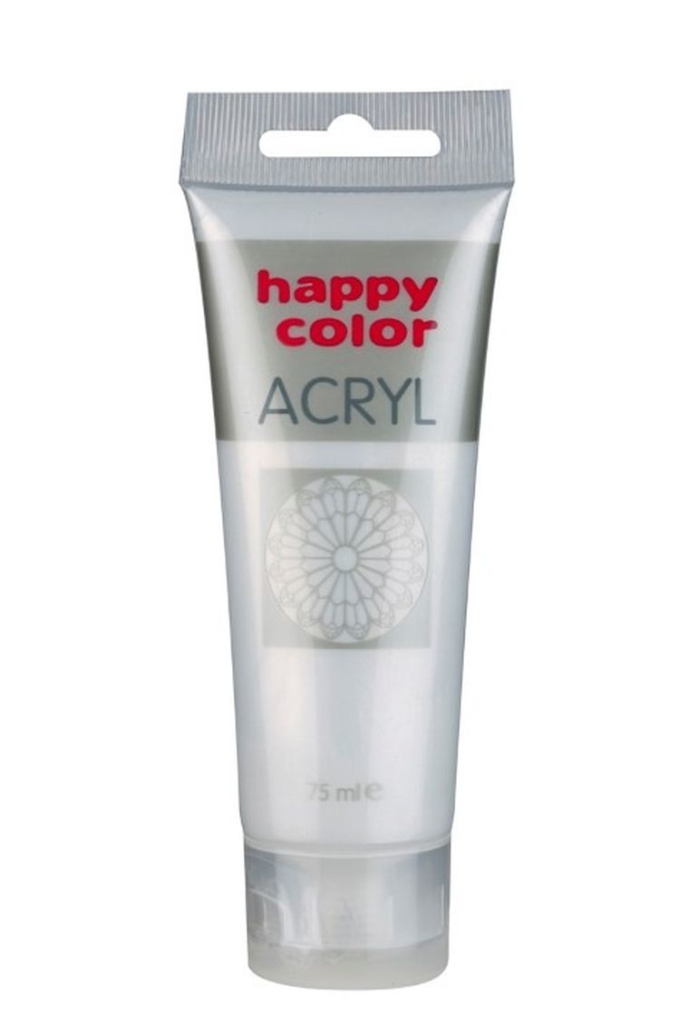 Happy Color, farba akrylowa, satynowe srebro, 75 ml