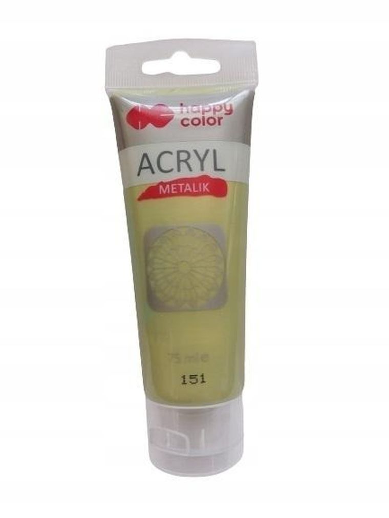 Happy Color, farba akrylowa, zielone złoto, metalik, 75 ml