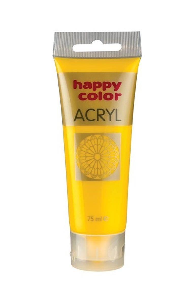 Happy Color, farba akrylowa, żółta, 75 ml
