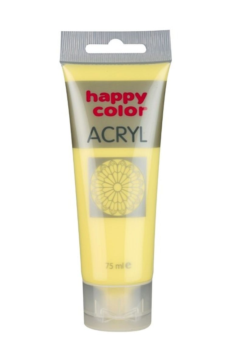 Happy Color, farba akrylowa, żółta pastelowa, 75 ml