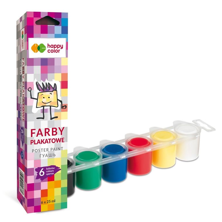 Happy Color, farba plakatowa tempera, 6 kolorów, 25 ml