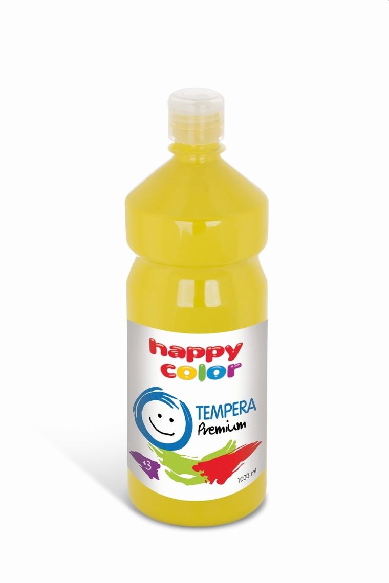 Happy Color, farba tempera, premium, cytrynowy, 1000 ml