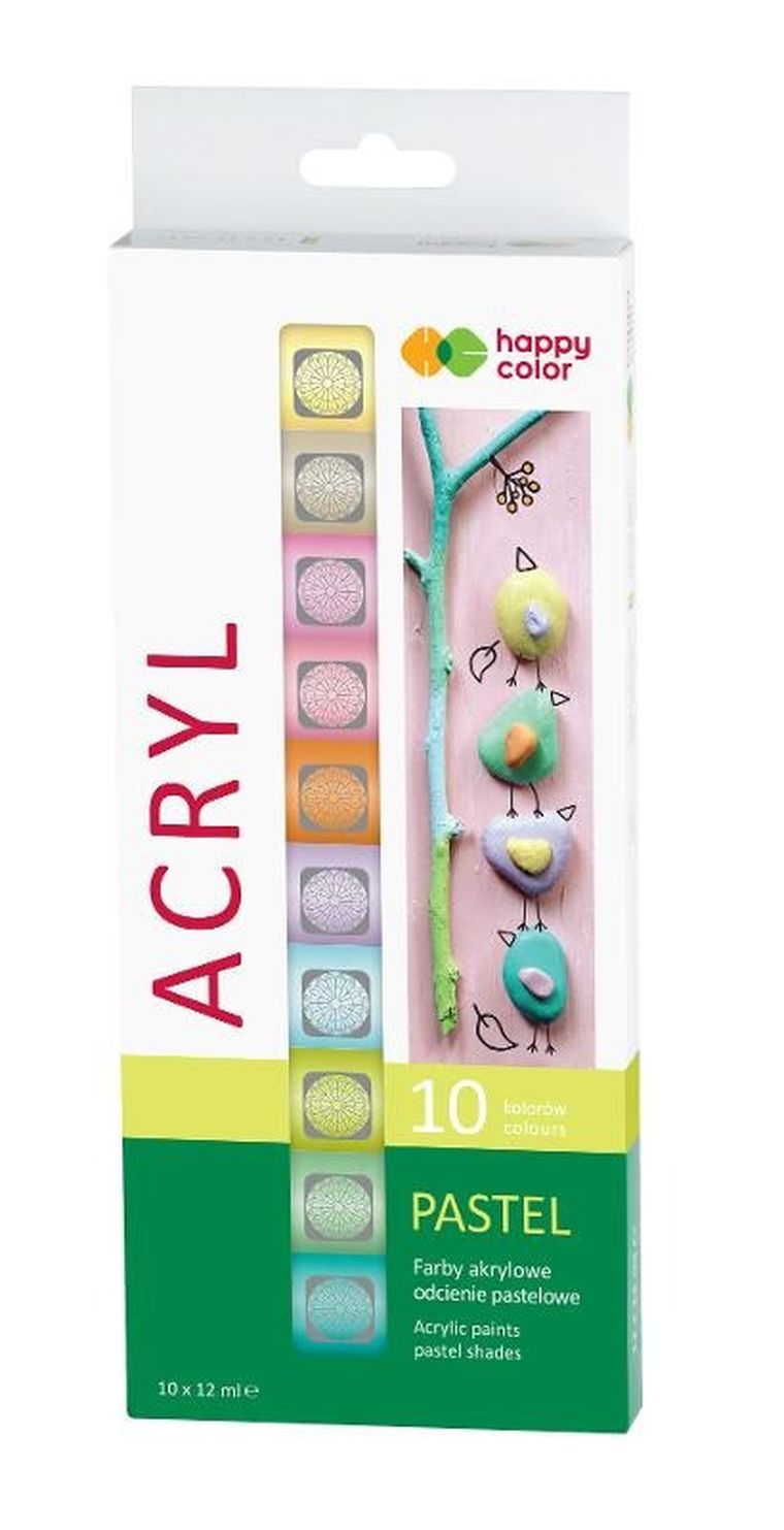 Happy Color, farby akrylowe, pastelowe, 10-12 ml