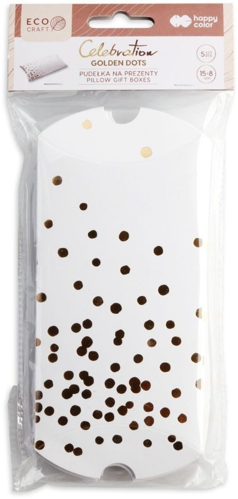 Happy Color, Golden Dots, pudełka na prezenty, 15-8 cm, 5 szt.