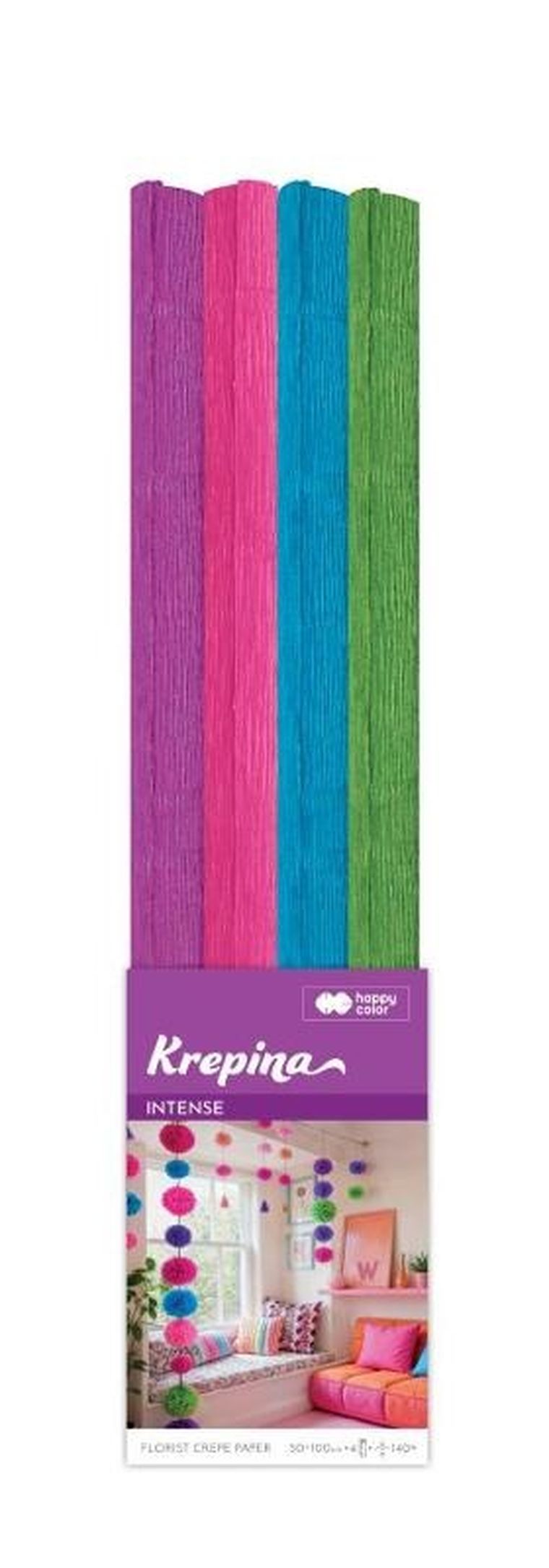 Happy Color, Intense, krepina marszczona, 4 kolory, 50-100 cm