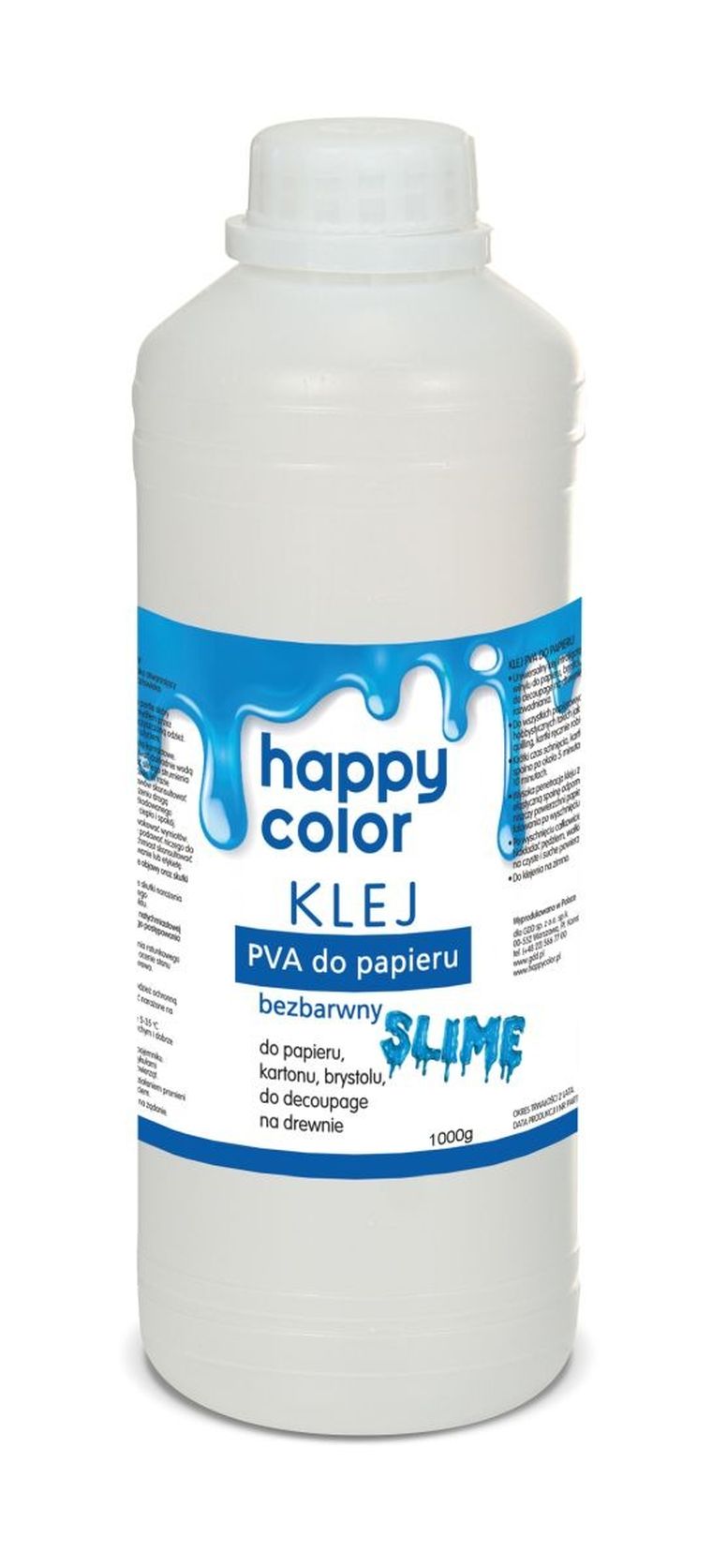 Happy Color, klej do papieru PVA, 1000g, butelka