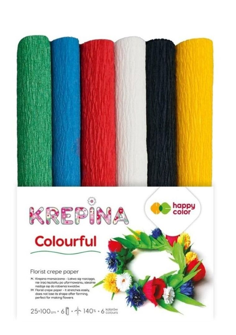 Happy Color, krepina marszczona, 25-100 cm, 6 kolorów