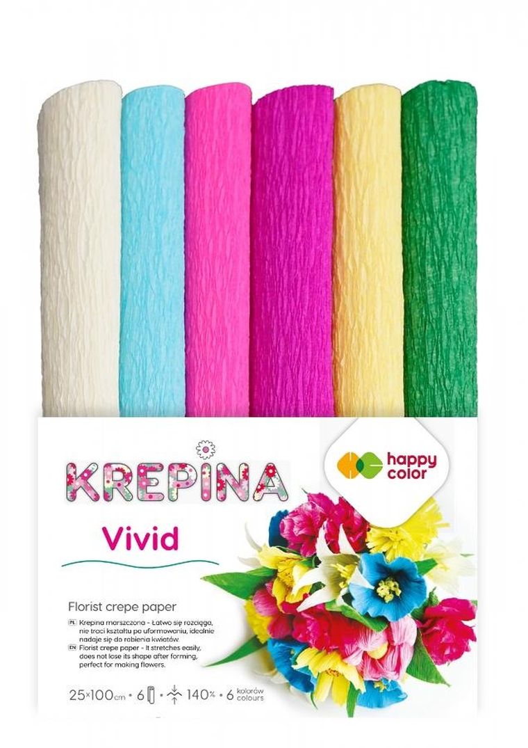 Happy Color, krepina marszczona, 25-100 cm, 6 kolorów