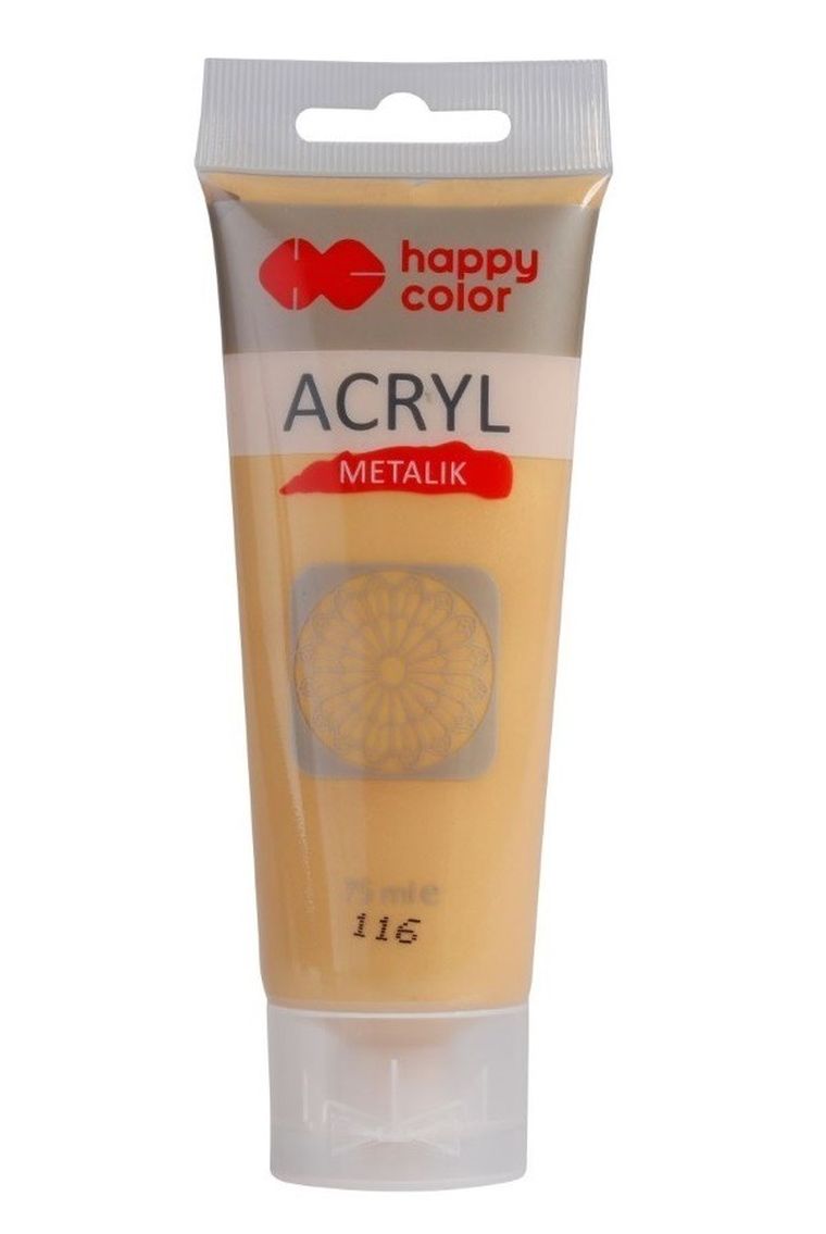 Happy Color, Metalik, farba akrylowa, delikatne złoto, 75 ml