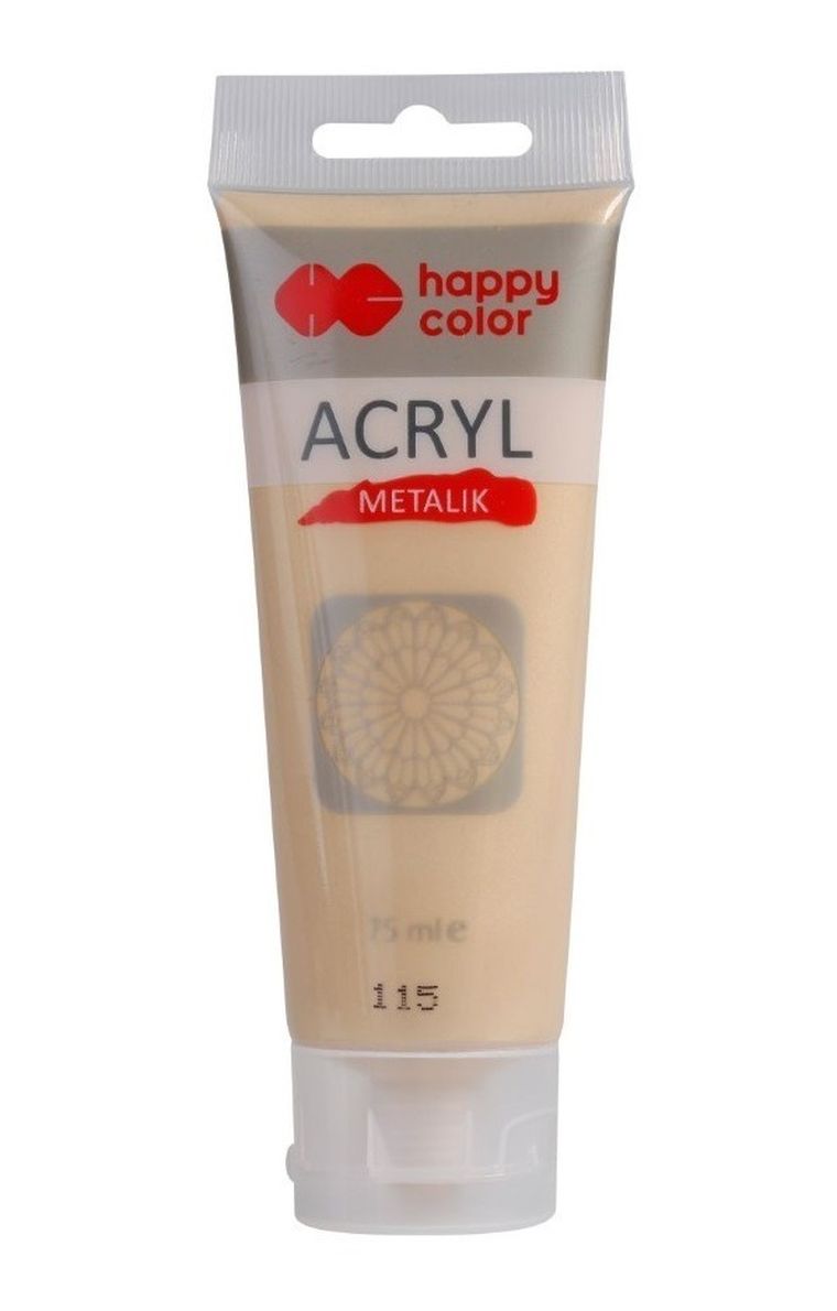 Happy Color, Metalik, farba akrylowa, jasne złoto, 75 ml