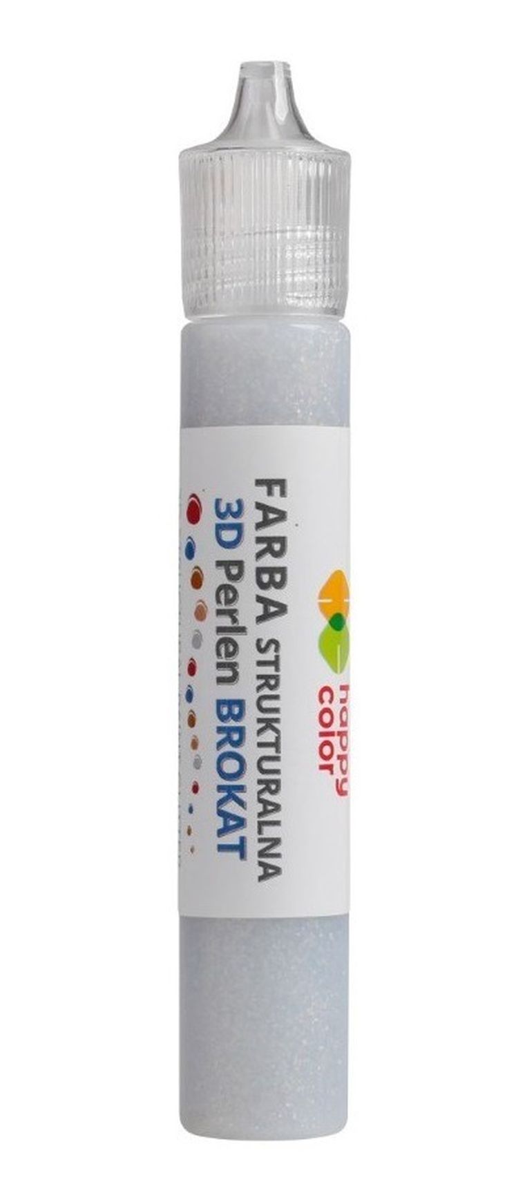 Happy Color, Perlen, farba strukturalna 3D, brokat srebrny, 32 ml