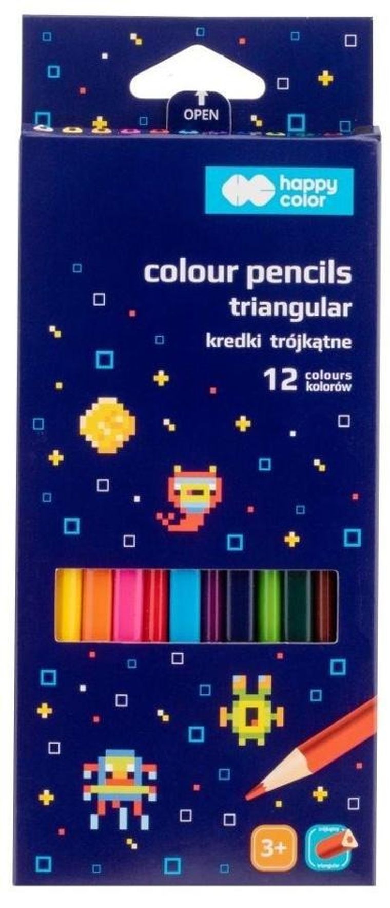 Happy Color, Pixi Planet, kredki ołówkowe trójkątne, 12 kolorów