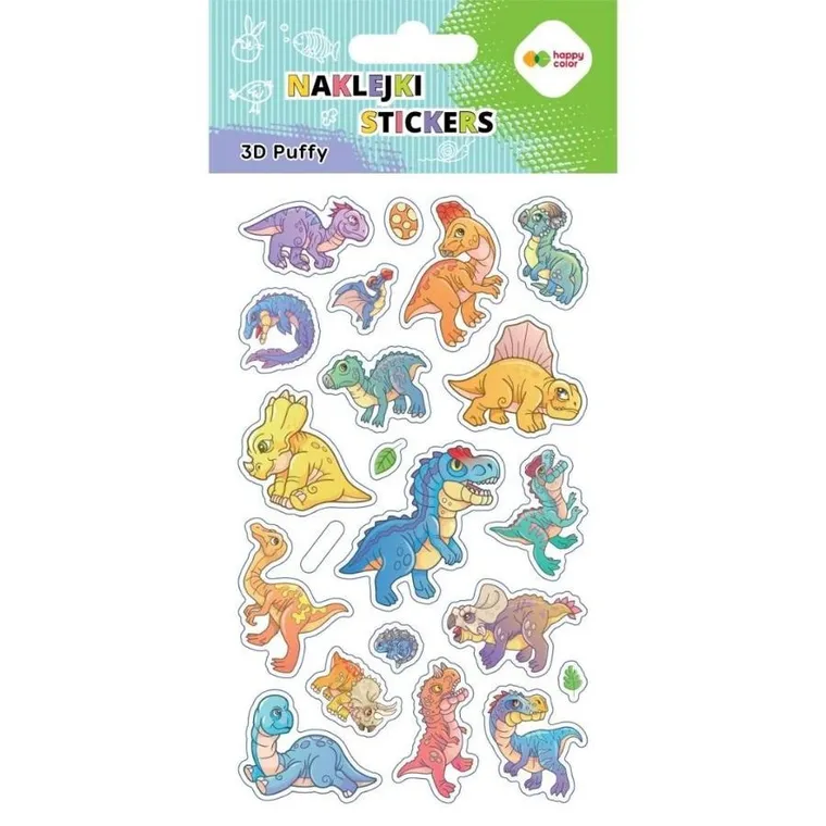 Happy Color, Puffy, naklejki 3D, Dino, 10-20 cm