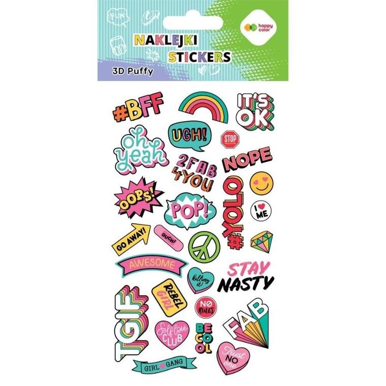 Happy Color, Puffy, naklejki 3D, Funky Hobby, 10-20 cm