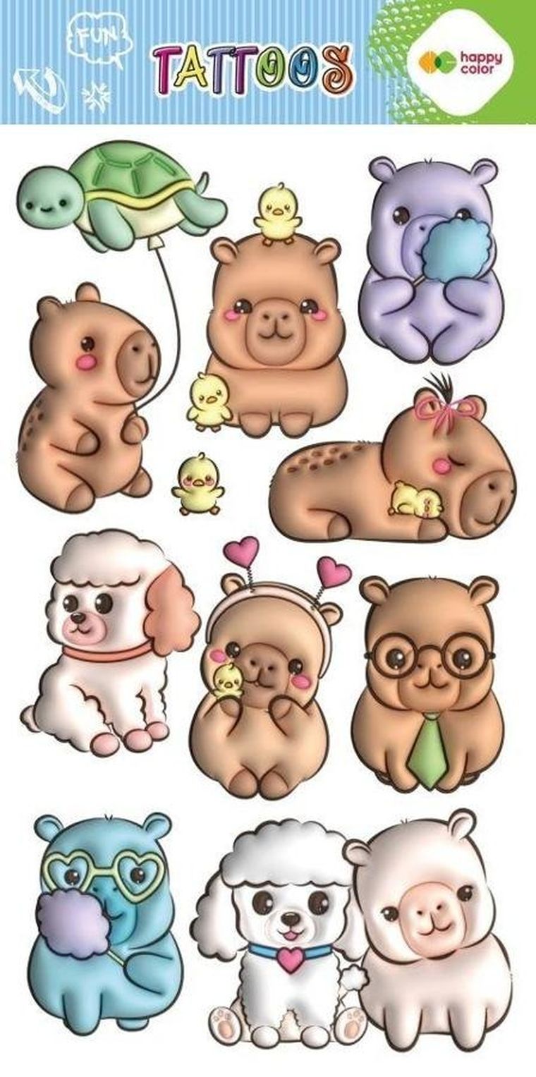 Happy Color, tatuaże zmywalne, Bubble Kapibara