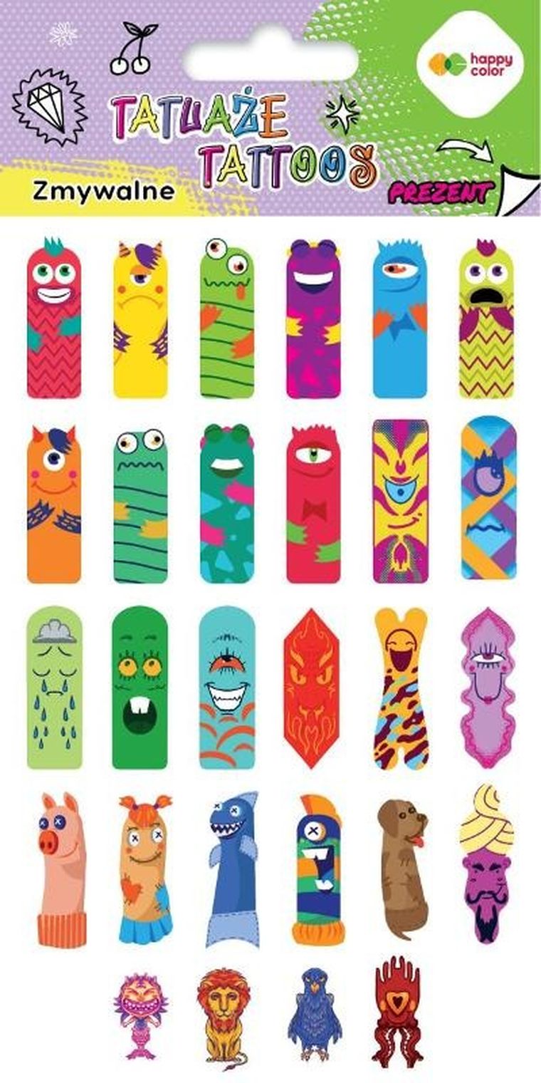 Happy Color, tatuaże zmywalne, Fingers Tattoo