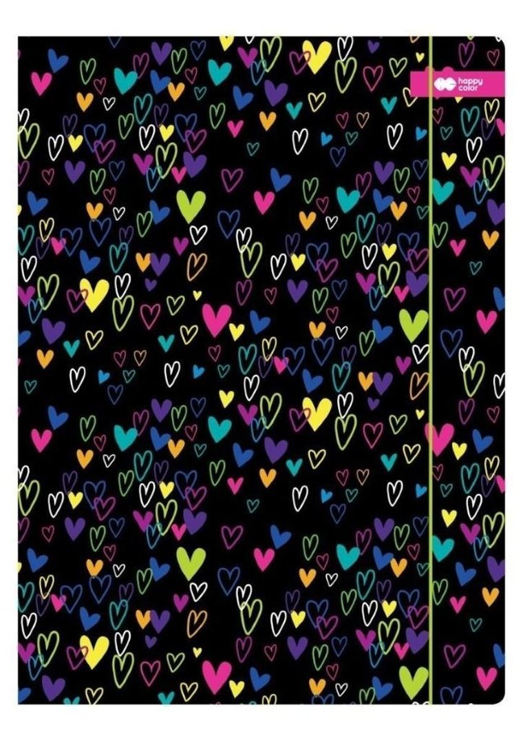 Happy Color, teczka z gumką A4, my love, czarna, 1 szt.