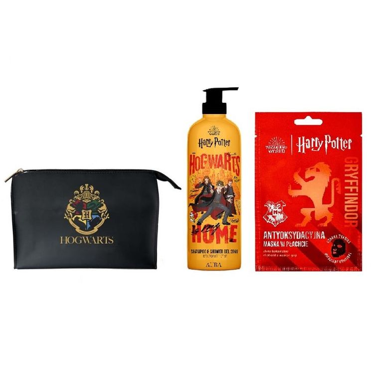 Harry Potter, zestaw: żel pod prysznic, 500 ml + antyoksydacyjna maska w płachcie, 20 ml + kosmetyczka