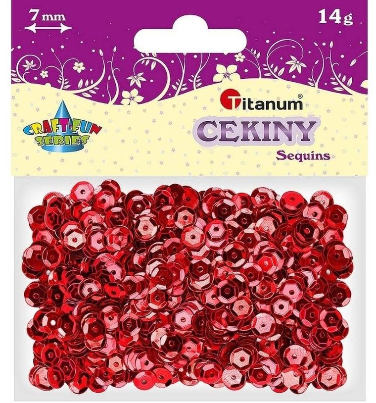 Hasta, cekiny, czerwone, 7mm