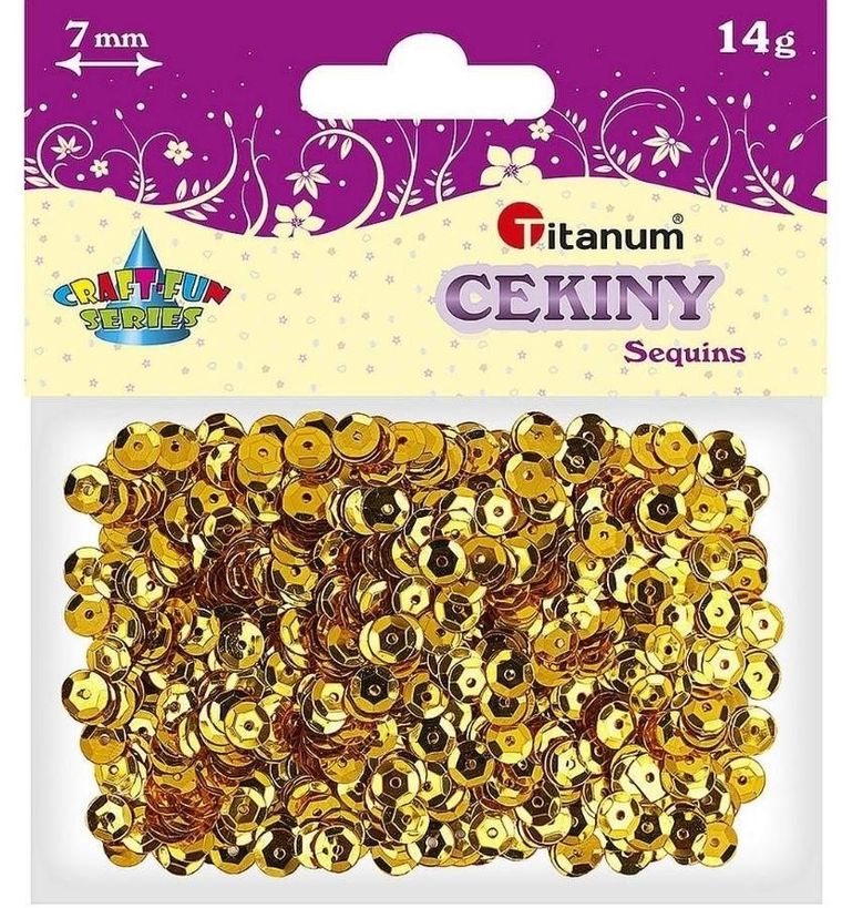 Hasta, cekiny, złote, 7mm