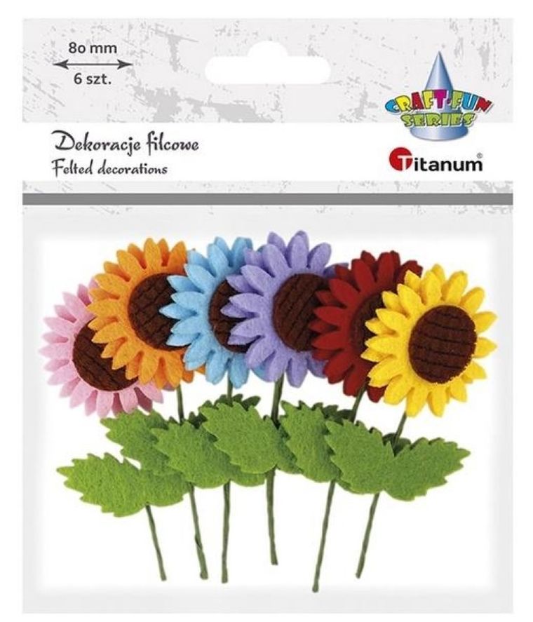 Hasta, dekoracje filcowe, słoneczniki, 6 szt.