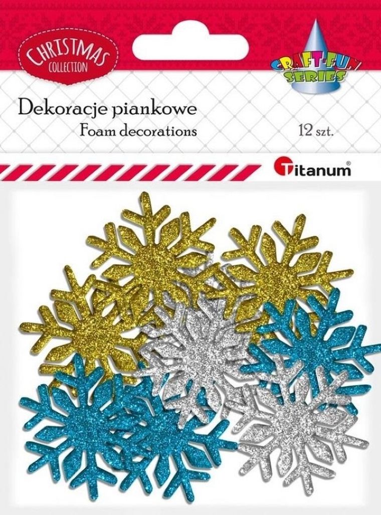 Hasta, dekoracje piankowe, płatki śniegu, 60 mm, 12 szt.