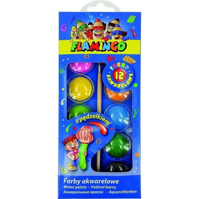 Hasta, farby akwarelowe, flamingo, 12 kolorów
