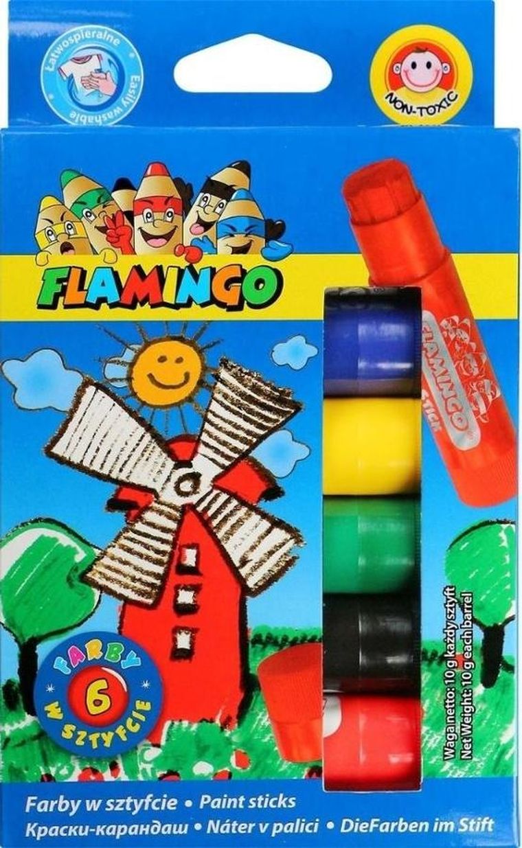 Hasta, Flamingo, farby w sztyfcie, 6 kolorów, 10g