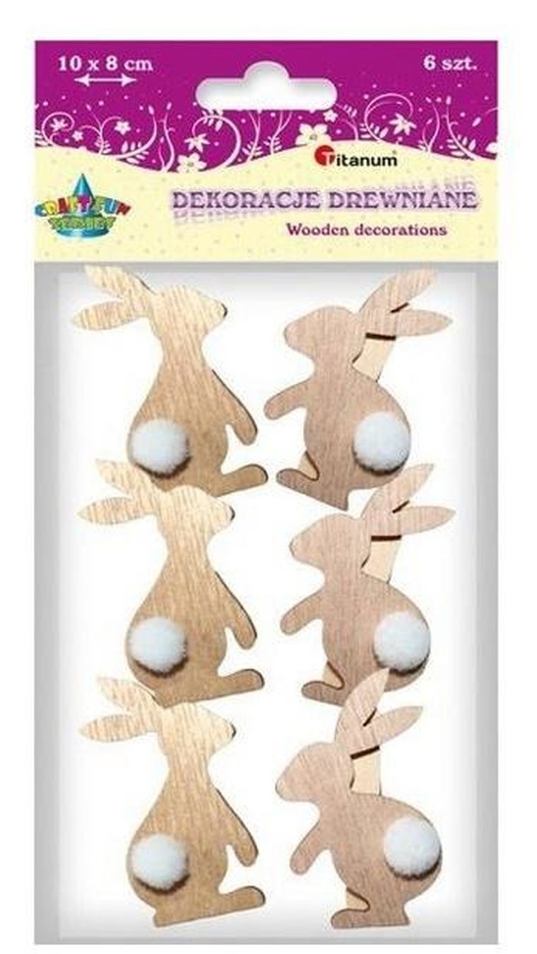 Hasta, klamerki drewniane, króliki, 6 szt.