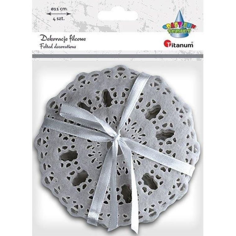 Hasta, podkładki filcowe, ażurowe, 110 mm, szare, 4 szt.