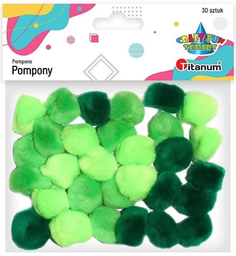 Hasta, pompony akrylowe, 25 mm, zielone, 30 szt.