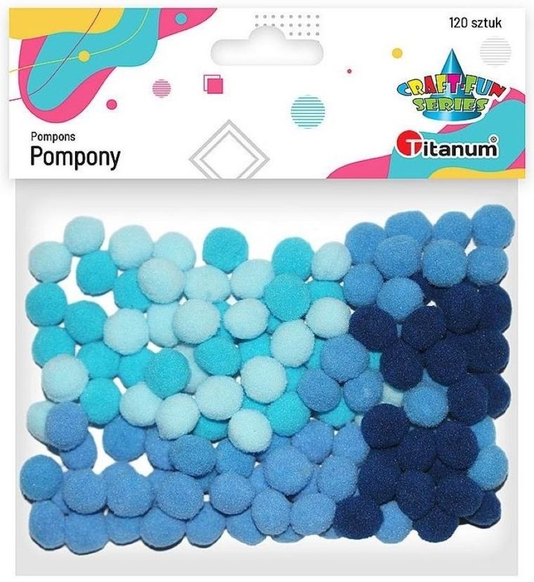 Hasta, pompony poliestrowe, 10mm, 120 szt. niebieski