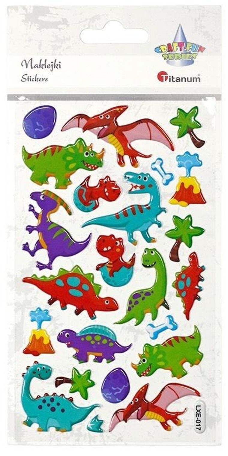Hasta, Titanum Craft-fun Series, naklejki wypukłe, dinozaury