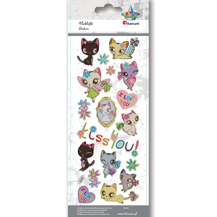 Hasta, Titanum Craft-fun Series, naklejki wypukłe, kotki x45