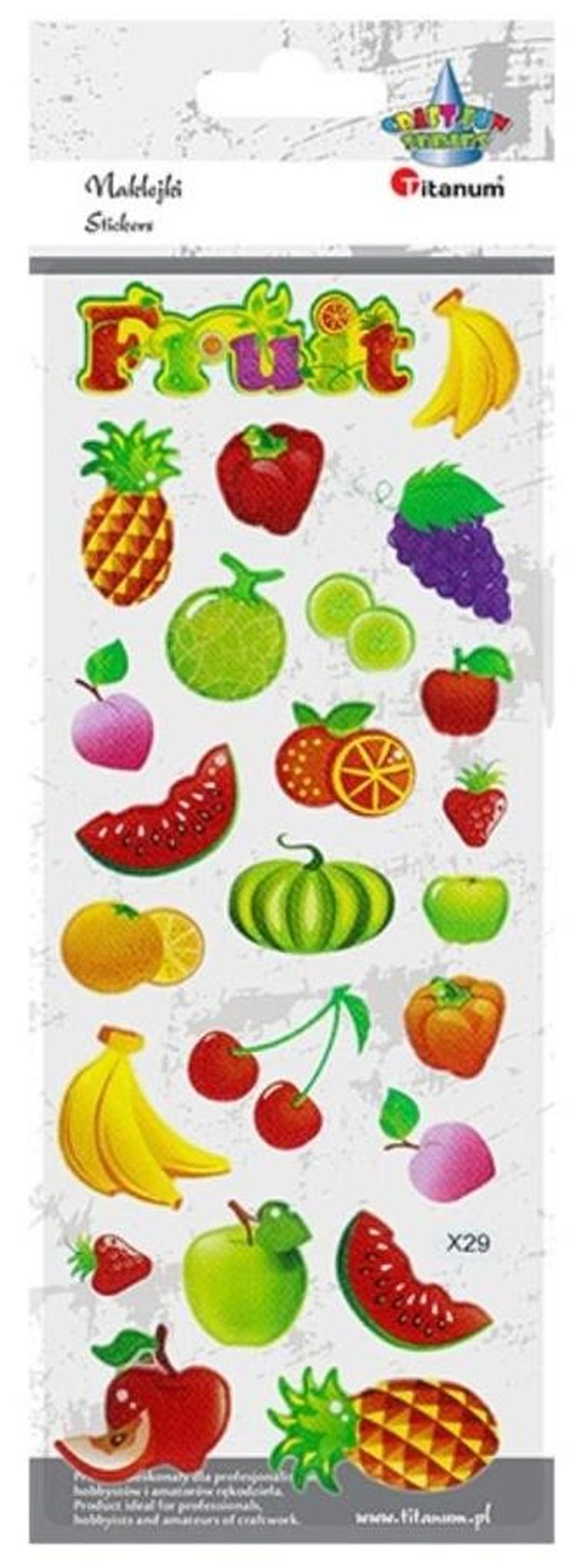 Hasta, Titanum Craft-fun Series, naklejki wypukłe, owoce x29