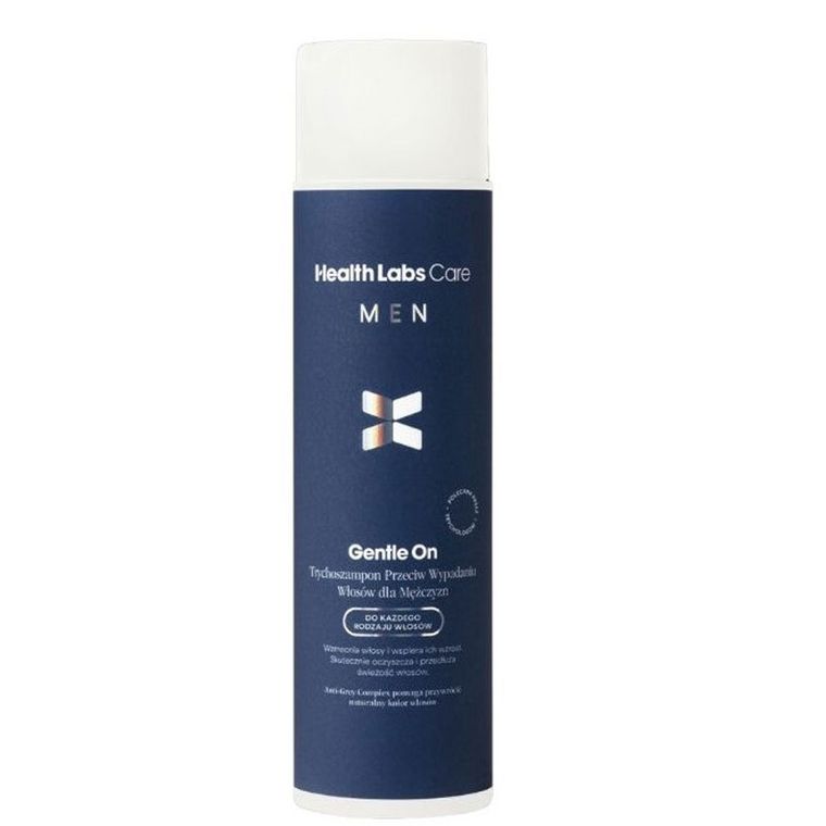 HealthLabs, Gentle On, trychoszampon przeciw wypadaniu włosów dla mężczyzn, 250 ml