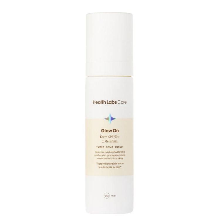 HealthLabs, Glow On, krem SPF50+ z melaniną, 50 ml