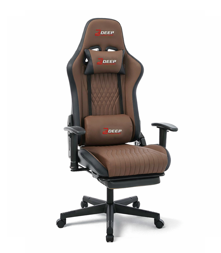 Hedo, fotel gamingowy z podnóżkiem, brązowy