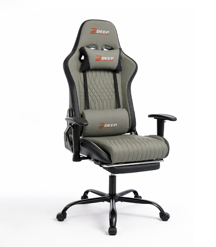 Hedo, fotel gamingowy z podnóżkiem, szary